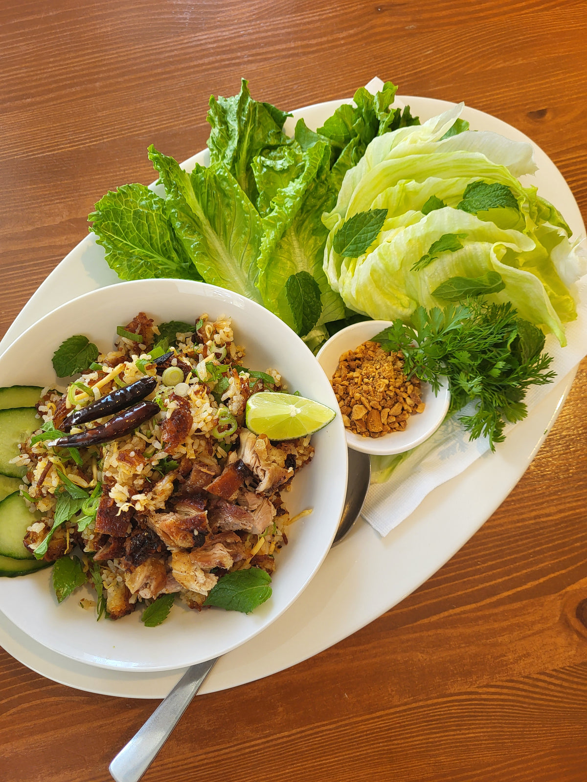 Nam Khao with Lime Chicken