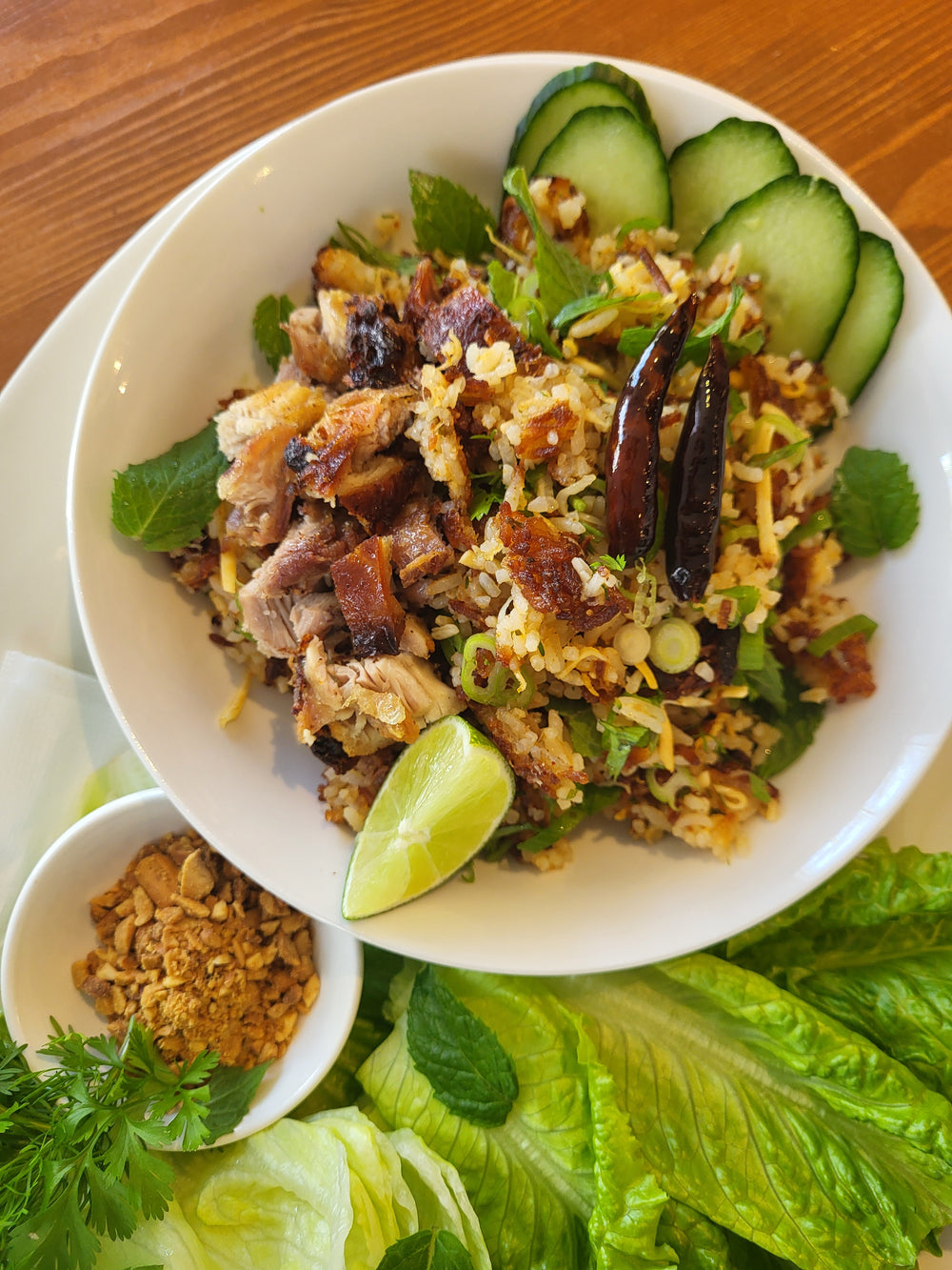 Nam Khao with Lime Chicken